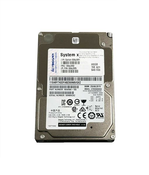 00AJ082 IBM 300GB 15000RPM SAS 6Gb/s Hot Swapable 2.5-inch G3 Hard Drive