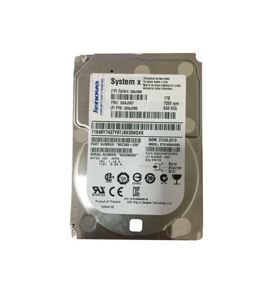 00AJ087 IBM 1TB 7200RPM 2.5-inch NL SAS 6GB/s G3 Hot Swapable Hard Drive with Tray