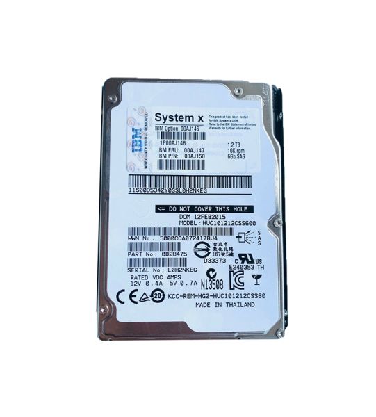 00AJ146 IBM 1.2TB 10000RPM 2.5-inch SAS 6GB/s G3 Hot Swapable Hard Drive with Tray