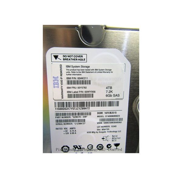 00AK211 IBM 4TB 7200RPM SAS 6Gb/s 128MB Cache 3.5-Inch Hard Drive for Storwize V5000