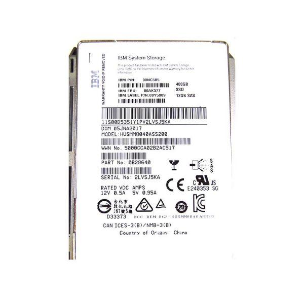 00AK377 IBM 400GB Multi-Level Cell SAS 12Gb/s 2.5-Inch Solid State Drive