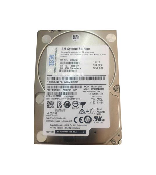 00MN526 IBM 1.8TB 10000RPM SAS 12.0Gb/s Hot Swap 2.5-inch Hard Drive with Tray