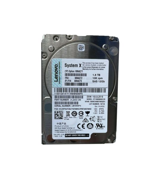00NA271 IBM 1.8TB 10000RPM SAS 12GB/s 2.5-inch G3HS 512E Hard Disk Drive