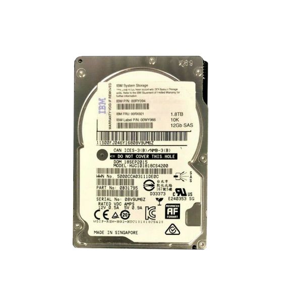 00RY094 IBM 1.8TB 10000RPM SAS 12Gb/s 2.5-inch Hard Drive