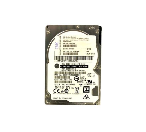 00WY966 IBM 1.8TB 10000RPM SAS 12Gb/s 2.5-inch Hard Drive