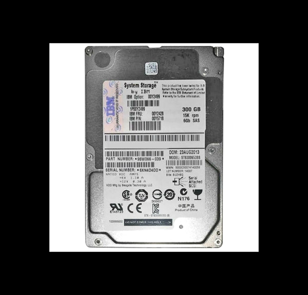 00Y2499 IBM 300GB 15000RPM 2.5-inch SAS 6GB/s Hot Swapable Hard Drive with Tray