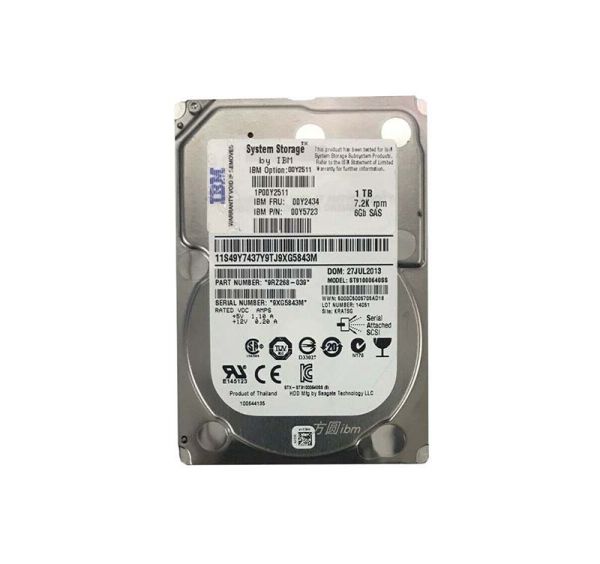 00Y5723 IBM 1TB 7200RPM SAS 6Gb/s Hot Swappable 2.5-Inch Hard Drive for Storwize V3500/V3700