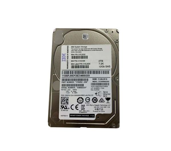 01AC599 IBM 2TB 7200RPM SAS 12Gb/s 2.5-Inch Hard Drive With Tray for Storwize V5020