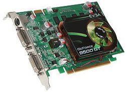 01G-P3-N959-TR EVGA GeForce 9500 GT 1GB 128-Bit DDR2 PCI Express 2.0 x16 Dual DVI/ HDTV/ S-Video Out/ HDCP Ready/ SLI Supported Video Card