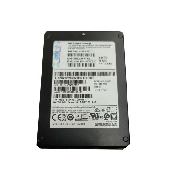 02PX542 IBM 3.84TB SAS 12Gb/s 2.5-inch Solid State Drive (SSD) with Carrier