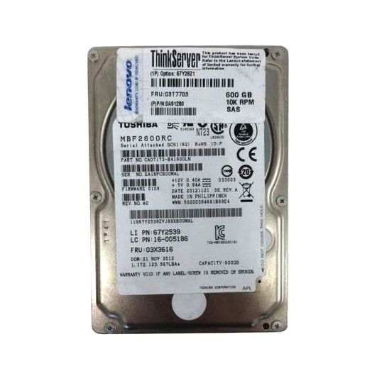 03T7703 Lenovo 600GB 10000RPM SAS 6Gb/s 16MB Cache 2.5-inch Hard Drive