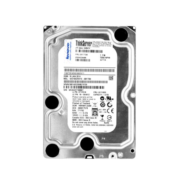 03T7726 Lenovo 1TB 7200RPM SATA 6Gb/s Hot-Swappable 3.5-inch Enterprise Hard Drive