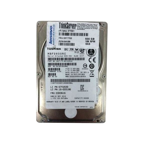 03X3616 Lenovo 600GB 10000RPM SAS Hot Swap 2.5-inch Hard Drive