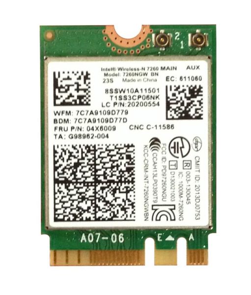 04X6009 Lenovo Wireless N Main Wi-Fi Network Card for ThinkPad T260