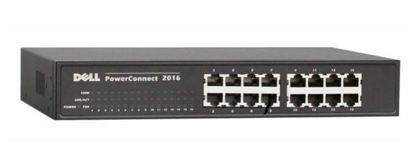07H966 Dell PowerConnect 2016 16 x RJ-45 Ports 10/100Base-T Rack-mountable Fast Ethernet Switch