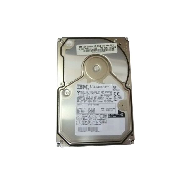 07N3840 IBM Ultrastar 18GB 10000RPM Ultra-160 SCSI Hot Swap Hard Drive with Tray
