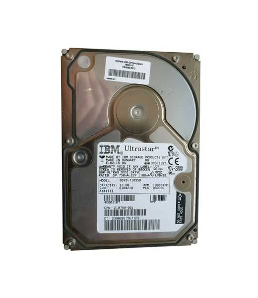 07N4210 IBM Ultrastar 36LZX 18.2GB 10000RPM Ultra-160 SCSI 80-Pin 3.5-inch Hard Disk Drive