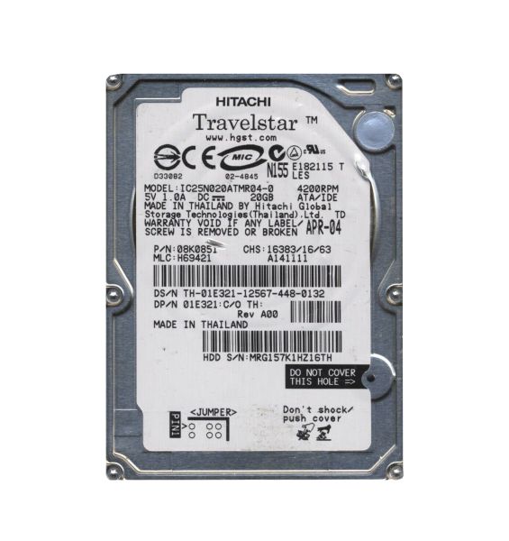 08K0851 Hitachi 20GB 4200RPM IDE/ATA 2.5-inch 2MB Hard Drive