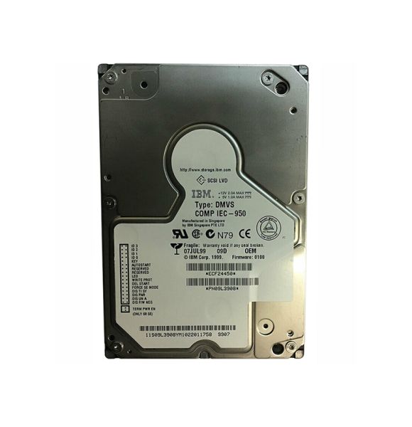 09L3908 IBM Ultrastar 18LZX 9.1GB 10000RPM Ultra2 SCSI 80-Pin 2MB Cache 3.5-inch Hard Drive with Tray