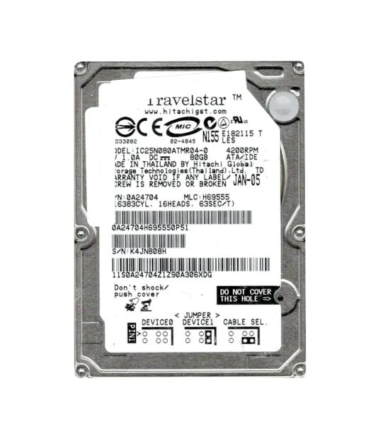 0A24704 Hitachi Travelstar 80GN 80GB 4200RPM ATA-100 8MB Cache 2.5-inch Hard Drive