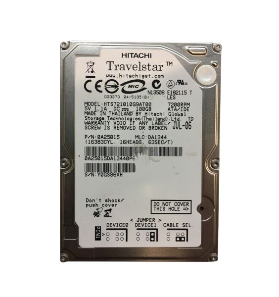 0A25015 Hitachi Travelstar 7K100 100GB 7200RPM ATA-100 8MB Cache 2.5-inch Hard Drive