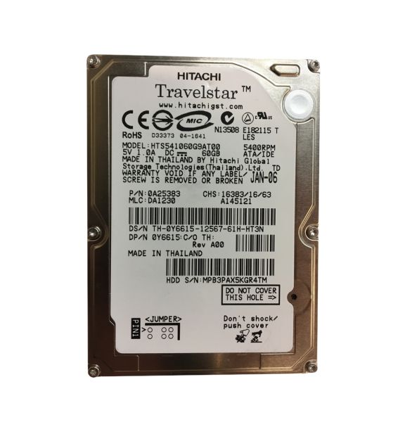 0A25383 Hitachi Travelstar 5K100 60GB 5400RPM ATA-100 8MB Cache 2.5-inch Hard Drive