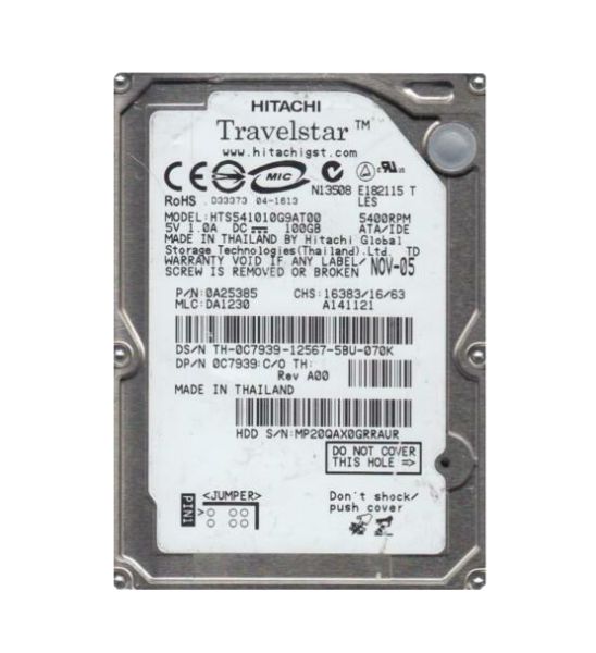0A25385 Hitachi Travelstar 5K100 100GB 5400RPM ATA-100 8MB Cache 2.5-inch Hard Drive