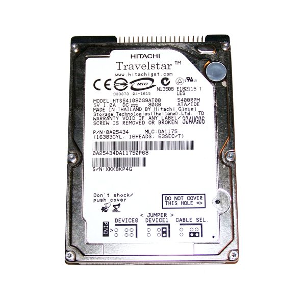 0A25434 Hitachi Travelstar 5K80 80GB 5400RPM ATA-100 8MB Cache 2.5-inch Hard Drive