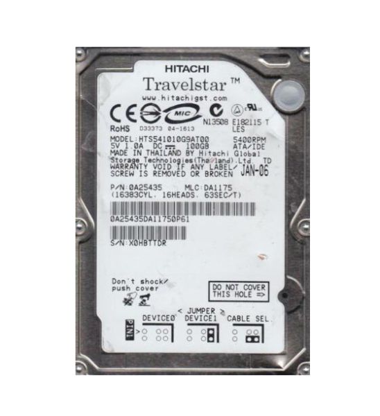 0A25435 Hitachi Travelstar 5K100 100GB 5400RPM ATA-100 8MB Cache 2.5-inch Hard Drive