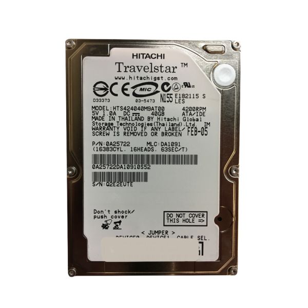 0A25722 Hitachi Travelstar 4K40 40GB 4200RPM ATA-100 2MB Cache 2.5-inch Hard Drive