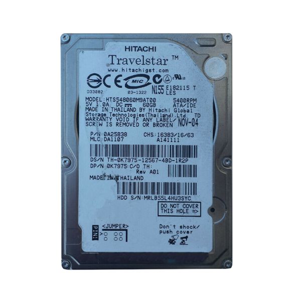 0A25838 Hitachi Travelstar 5K80 60GB 5400RPM ATA-100 8MB Cache 2.5-inch Hard Drive