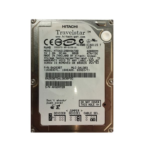 0A26307 Hitachi Travelstar 4K120 80GB 4200RPM ATA-100 8MB Cache 2.5-inch Hard Drive