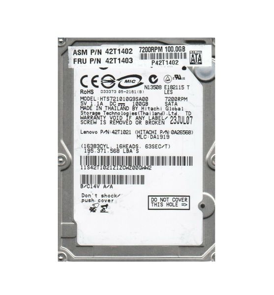 0A26568 Hitachi Travelstar 7K100 100GB 7200RPM SATA 1.5Gb/s 8MB Cache 2.5-inch Hard Drive
