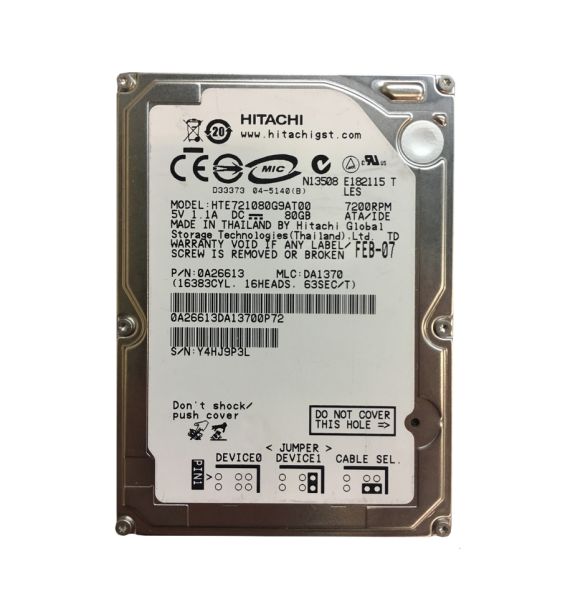 0A26613 Hitachi Travelstar E7K100 80GB 7200RPM ATA-100 8MB Cache 2.5-inch Hard Drive