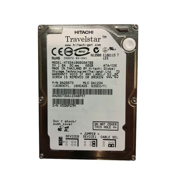 0A26673 Hitachi Travelstar 5K100 60GB 5400RPM ATA-100 8MB Cache 2.5-inch Hard Drive