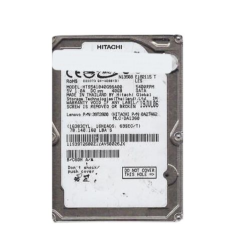 0A27462 Hitachi Travelstar 5K100 40GB 5400RPM SATA 1.5Gb/s 8MB Cache 2.5-inch Hard Drive