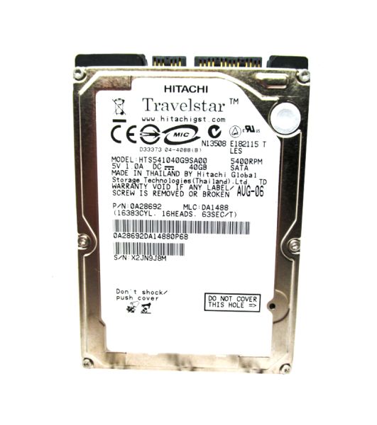 0A28692 Hitachi Travelstar 5K100 40GB 5400RPM SATA 1.5Gb/s 8MB Cache 2.5-inch Hard Drive