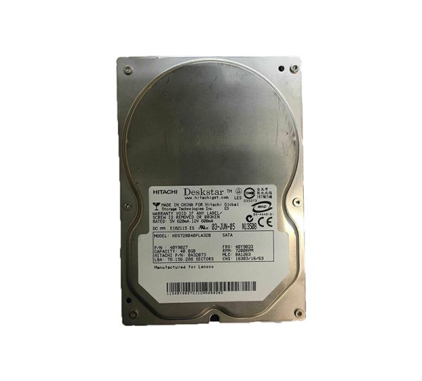 0A32073 Hitachi Deskstar 7K80 40GB 7200RPM SATA 3GB/s 2MB Cache 3.5-inch Hard Disk Drive