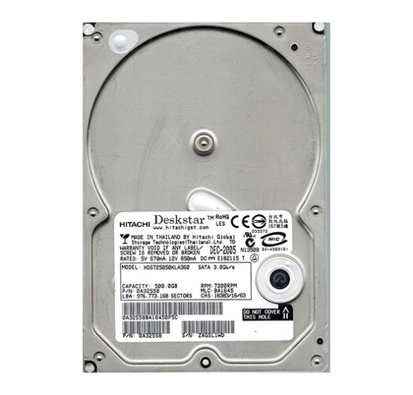 0A32558 Hitachi Deskstar 7K500 500GB 7200RPM SATA 3Gb/s 16MB Cache 3.5-inch Hard Drive
