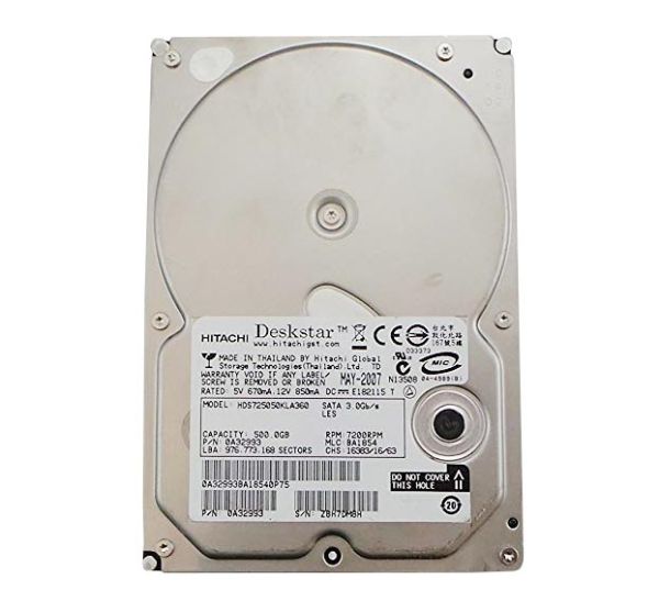 0A32993 Hitachi Deskstar 7K500 500GB 7200RPM SATA 3Gb/s 16MB Cache 3.5-inch Hard Drive