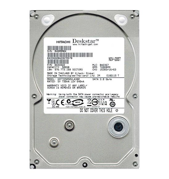 0A33422 Hitachi Deskstar T7K500 500GB 7200RPM SATA 3Gb/s 8MB Cache 3.5-inch Hard Drive