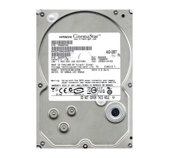 0A35274 Hitachi CinemaStar 7K1000 1TB 7200RPM SATA 3Gb/s 32MB Cache 3.5-inch Hard Drive