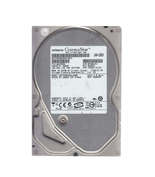 0A37036 Hitachi CinemaStar P7K500 320GB 7200RPM SATA 3Gb/s 8MB Cache 3.5-inch Hard Drive