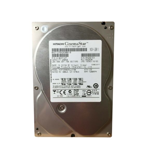 0A37127 Hitachi CinemaStar P7K500 250GB 7200RPM ATA-133 8MB Cache 3.5-inch Hard Drive