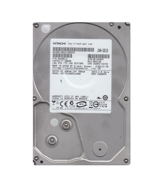 0A38013 Hitachi Deskstar 7K1000.B 500GB 7200RPM SATA 3Gb/s 16MB Cache 3.5-inch Hard Drive