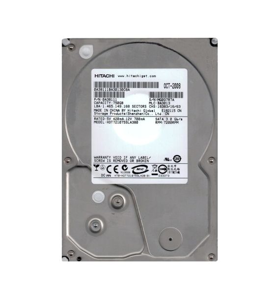 0A38111 Hitachi Deskstar 7K1000.B 750GB 7200RPM SATA 3Gb/s 8MB Cache 3.5-inch Hard Drive