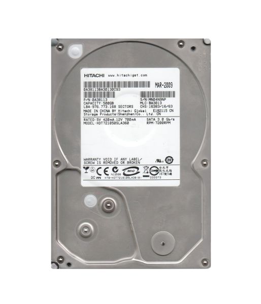 0A38113 Hitachi Deskstar 7K1000.B 500GB 7200RPM SATA 3Gb/s 16MB Cache 3.5-inch Hard Drive