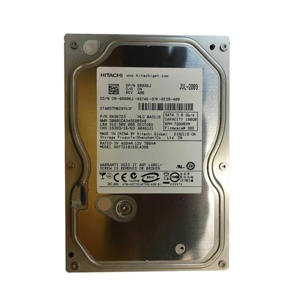 0A38723 Hitachi Deskstar 7K1000.B 160GB 7200RPM SATA 3Gb/s 8MB Cache 3.5-inch Hard Drive