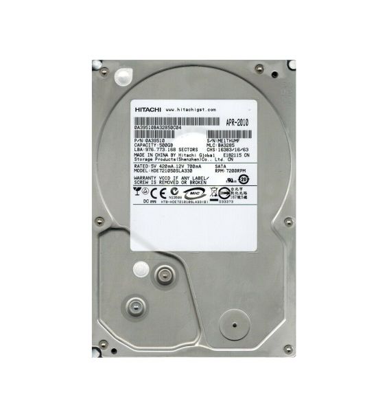 0A39510 Hitachi Deskstar E7K1000 500GB 7200RPM SATA 3Gb/s 32MB Cache 3.5-inch Hard Drive
