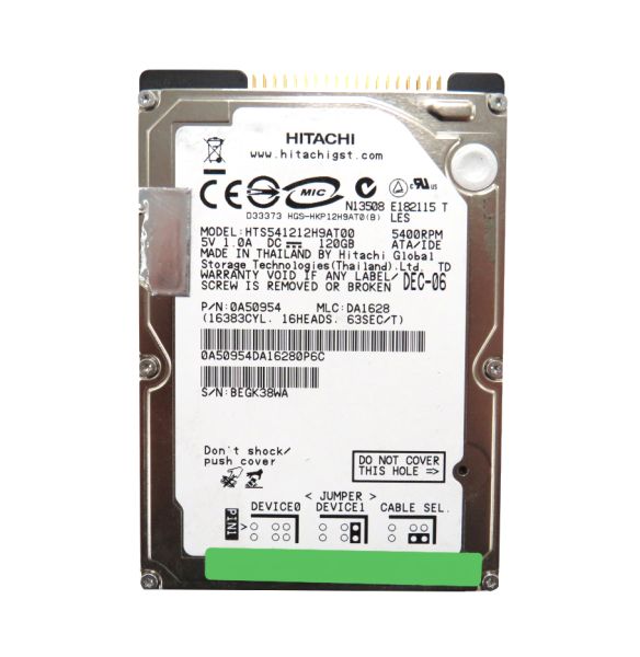 0A50954 Hitachi Travelstar 5K120 120GB 5400RPM ATA-133 8MB Cache 2.5-inch Hard Drive